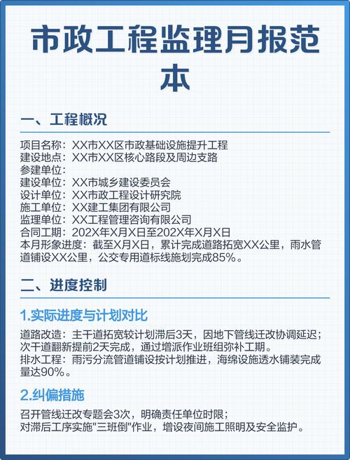 市政工程监理月报范本（市政管理咨询视角）